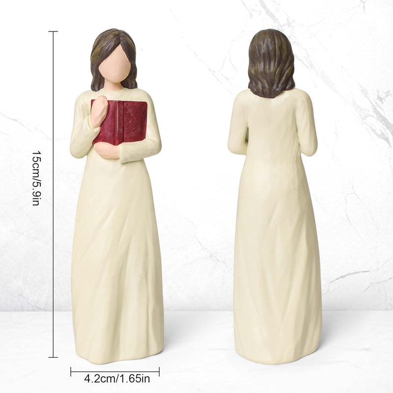 Cuayaes Book Lover Gifts for Women Readers, Teachers, Graduates, Students, Bookshelf Decor Aesthetic Hand Painted Sculpted Figure for Home Desk Office Living Room Decor - Image 3